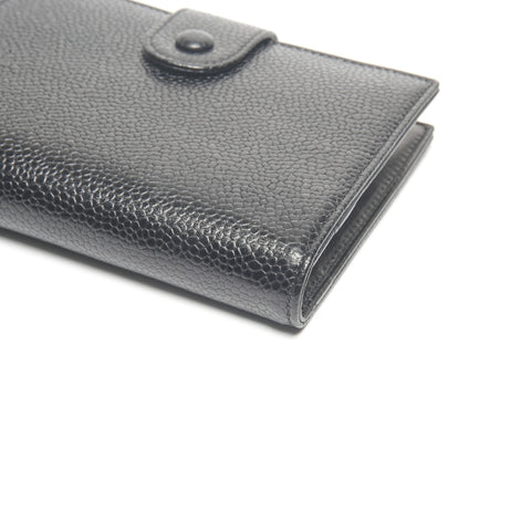 CHANEL No. 4 1996-1997 Caviar COCO Mark Bifold Wallet black WS24474
