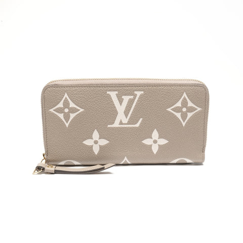 LOUIS VUITTON Bicolor Monogram Emplant Zippy Wallet Purse beige WS24478