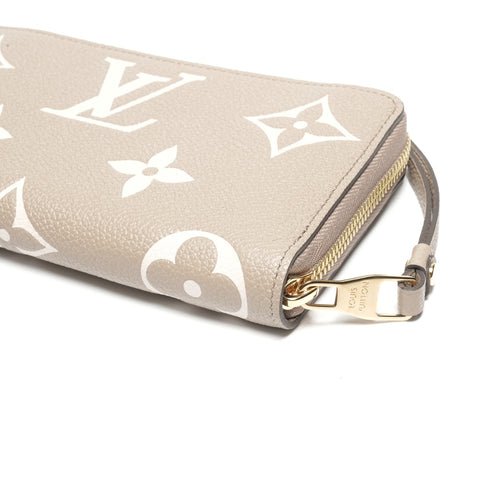 LOUIS VUITTON Bicolor Monogram Emplant Zippy Wallet Purse beige WS24478