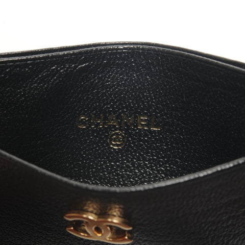 CHANEL No. 8 2003-2004 Calfskin COCO Mark Card Case black WS24488
