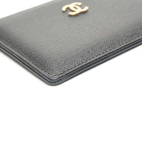 CHANEL No. 8 2003-2004 Calfskin COCO Mark Card Case black WS24488