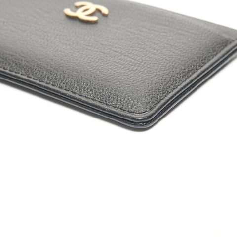 CHANEL No. 8 2003-2004 Calfskin COCO Mark Card Case black WS24488