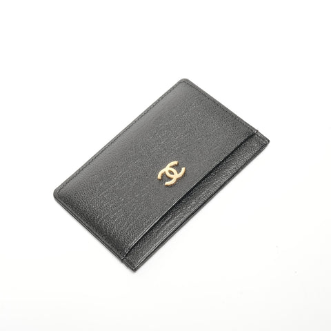 CHANEL No. 8 2003-2004 Calfskin COCO Mark Card Case black WS24488