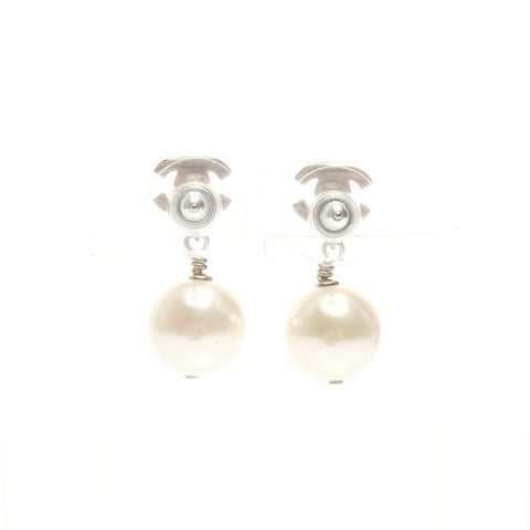 CHANEL B17V 2017 COCO Mark Rhinestone Pearl Pierce Silver WS24489