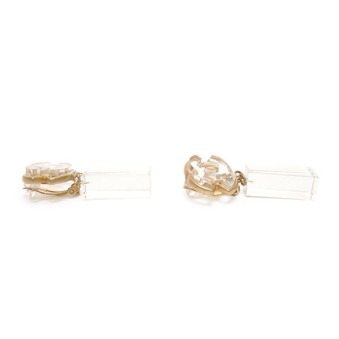 CHANEL 01P 2001 COCO Mark Clear Square Earring gold WS24491