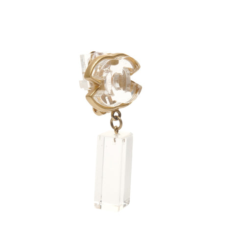CHANEL 01P 2001 COCO Mark Clear Square Earring gold WS24491