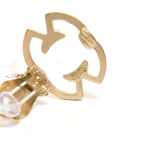 CHANEL 01P 2001 COCO Mark Clear Square Earring gold WS24491