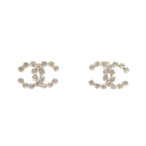 CHANEL 00A 2000 COCO Mark Rhinestone Pierce Silver WS24493