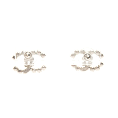 CHANEL 00A 2000 COCO Mark Rhinestone Pierce Silver WS24493