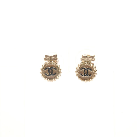CHANEL B14C 2014 COCO Mark Round Ribbon Pierce gold WS24494