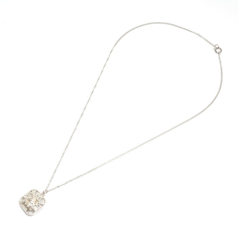 CHANEL 09P 2009 COCO Mark Rhinestone Square Necklace Silver WS24498