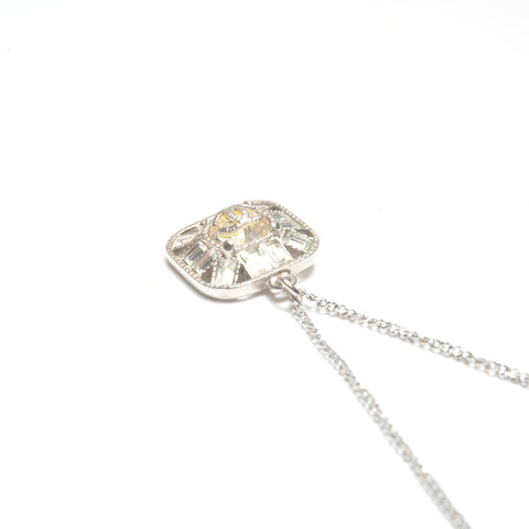 CHANEL 09P 2009 COCO Mark Rhinestone Square Necklace Silver WS24498