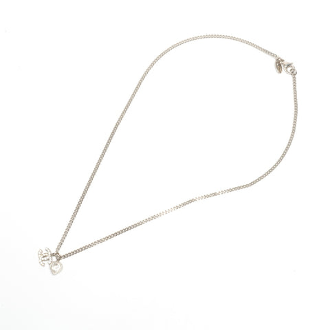 CHANEL 09C 2009 COCO Mark Heart Rhinestone Necklace Silver WS24500