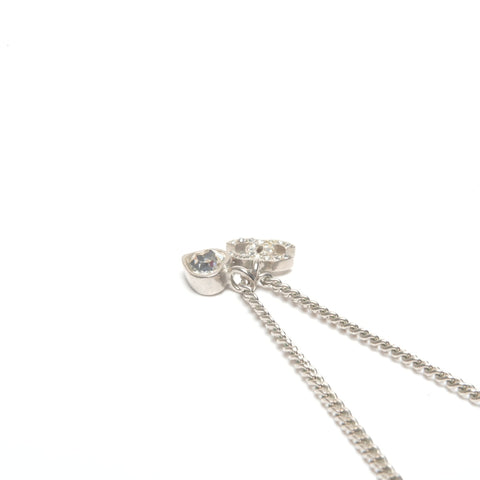 CHANEL 09C 2009 COCO Mark Heart Rhinestone Necklace Silver WS24500