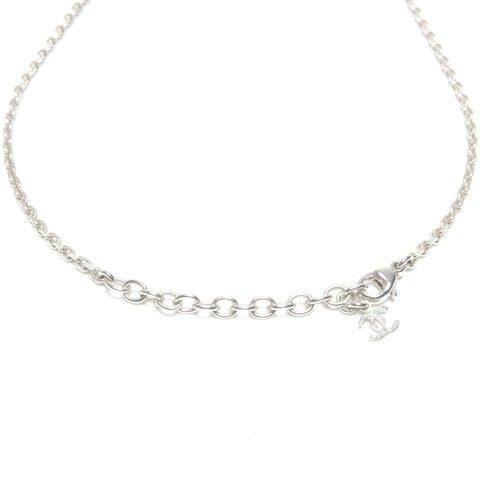 CHANEL 06C COCO Mark Square Clear Necklace Silver WS24501