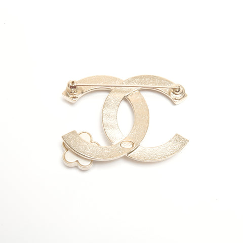 CHANEL A18P COCO Mark Camellia Pearl Brooch gold WS24503