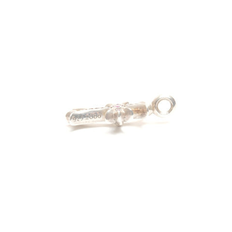 CHROME HEARTS Cross Pendant Top Only Pink Sapphire Necklace Silver WS24513