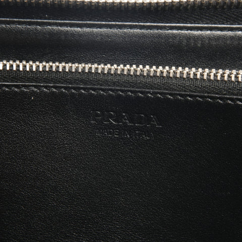 PRADA Leather round zip Purse black WS24517