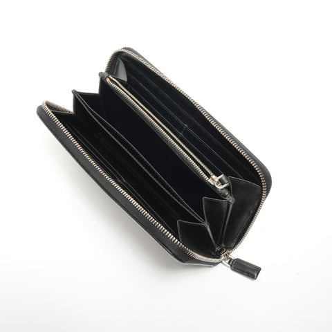 PRADA Leather round zip Purse black WS24517