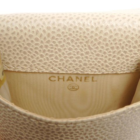 CHANEL No. 6 2000-2002 Caviar Skin Cigarette Case COCO Mark Other accessories Ivory WS24518