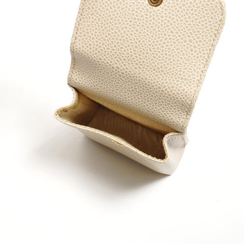 CHANEL No. 6 2000-2002 Caviar Skin Cigarette Case COCO Mark Other accessories Ivory WS24518
