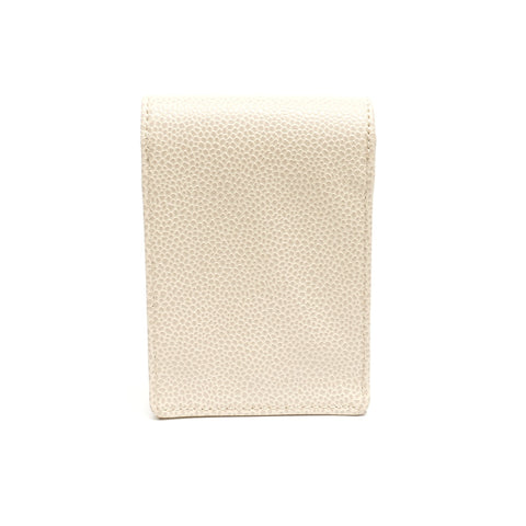 CHANEL No. 6 2000-2002 Caviar Skin Cigarette Case COCO Mark Other accessories Ivory WS24518