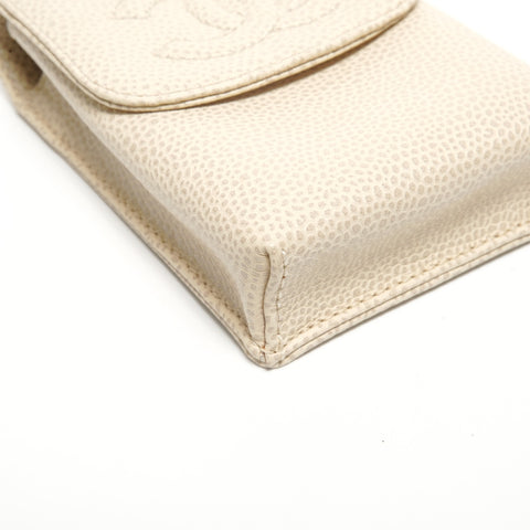 CHANEL No. 6 2000-2002 Caviar Skin Cigarette Case COCO Mark Other accessories Ivory WS24518