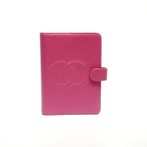 CHANEL 4th Series 1996-1997 Caviar Skin Leather Planner Cover COCO Mark Other accessories pink WS24519