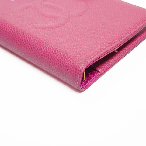 CHANEL 4th Series 1996-1997 Caviar Skin Leather Planner Cover COCO Mark Other accessories pink WS24519