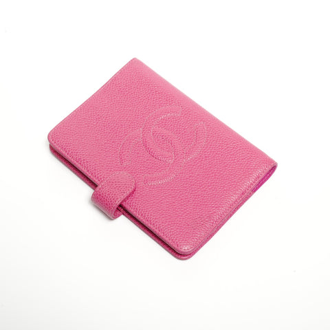 CHANEL 4th Series 1996-1997 Caviar Skin Leather Planner Cover COCO Mark Other accessories pink WS24519