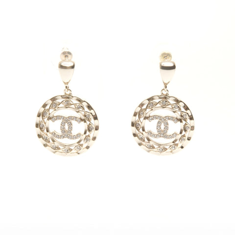 CHANEL B24B 2024 COCO Mark Round Rhinestone Pierce gold WS24528