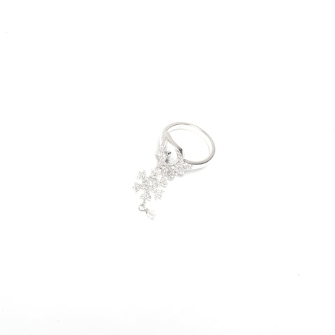 Christian Dior Snowflake Rhinestone #6 Ring Silver WS24533