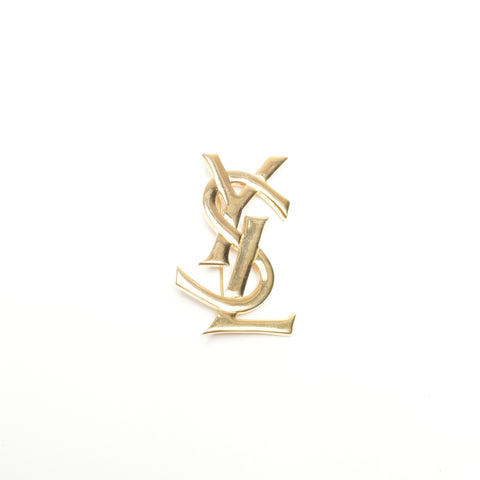 YVES SAINT LAURENT Rhinestone logo Brooch gold WS24535