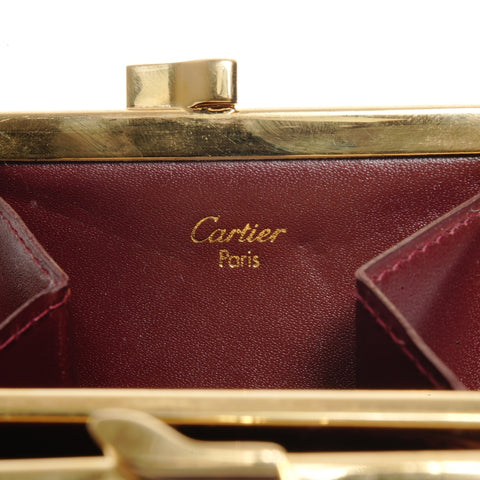 CARTIER clasp leather Coin case Red WS24536