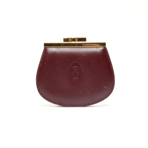 CARTIER clasp leather Coin case Red WS24536