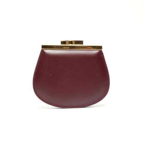 CARTIER clasp leather Coin case Red WS24536