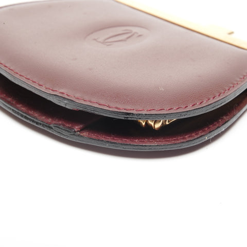 CARTIER clasp leather Coin case Red WS24536