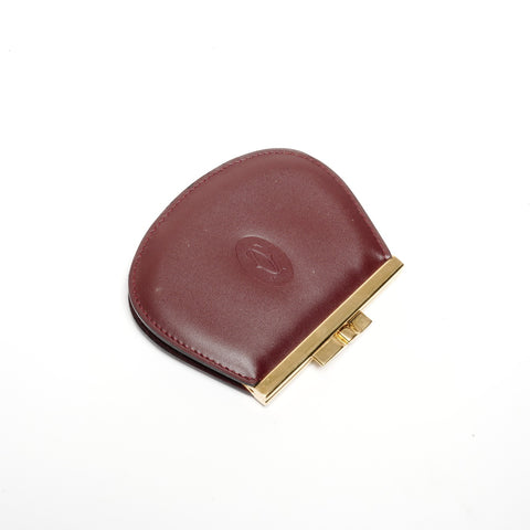 CARTIER clasp leather Coin case Red WS24536