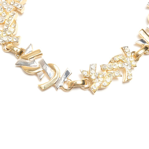 YVES SAINT LAURENT YSL logo in rhinestones bracelet gold WS24537
