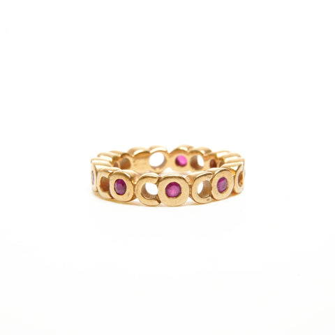 CHANEL 1971-1980 Kokoro Logo Ruby 750 Ring gold WS24541