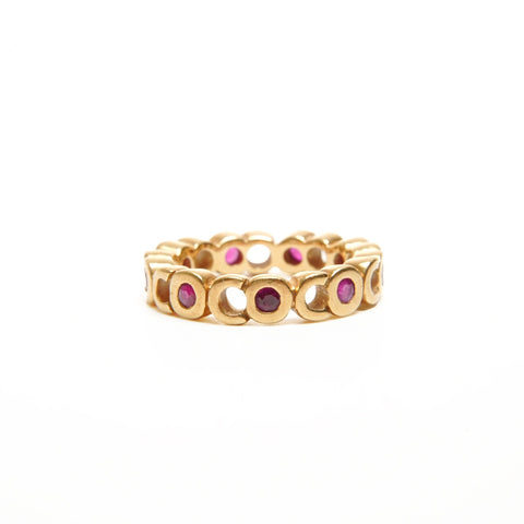 CHANEL 1971-1980 Kokoro Logo Ruby 750 Ring gold WS24541