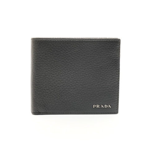 PRADA leather Bifold Wallet black WS24547