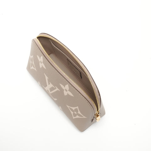 LOUIS VUITTON Two-tone Monogram Empreinte Pochette Cosmetic PM Pouch beige WS24552