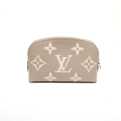 LOUIS VUITTON Two-tone Monogram Empreinte Pochette Cosmetic PM Pouch beige WS24552