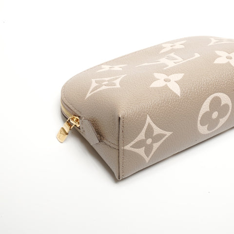 LOUIS VUITTON Two-tone Monogram Empreinte Pochette Cosmetic PM Pouch beige WS24552