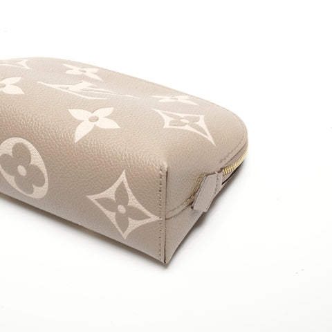 LOUIS VUITTON Two-tone Monogram Empreinte Pochette Cosmetic PM Pouch beige WS24552
