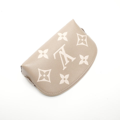 LOUIS VUITTON Two-tone Monogram Empreinte Pochette Cosmetic PM Pouch beige WS24552