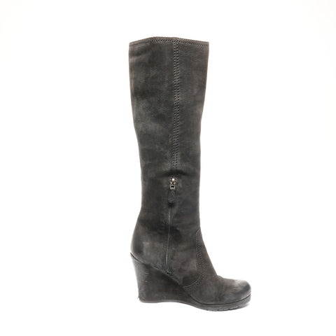 PRADA Suede long boots, size 38 1/2 (9.8 inches) boots Suede black WS24556
