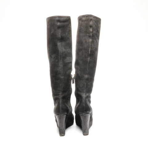 PRADA Suede long boots, size 38 1/2 (9.8 inches) boots Suede black WS24556