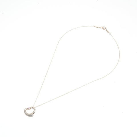 TIFFANY&Co. Pink Sapphire Open Heart 925 Necklace Silver WS24575